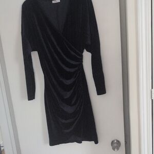 Chic Black Long Sleeve Wrap Dress